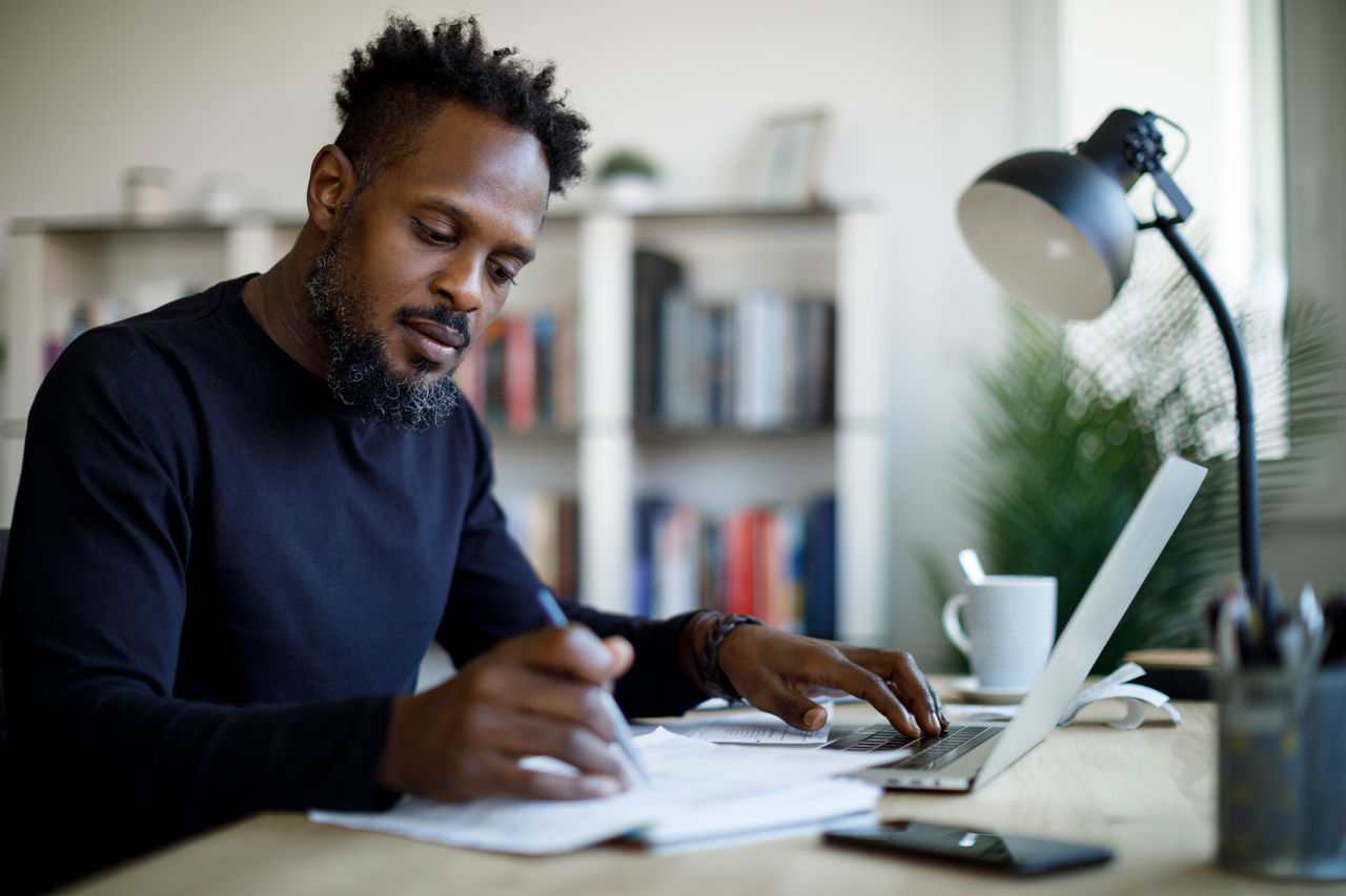 false Man working at home