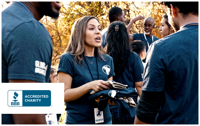 Charity volunteer talking to potential donor